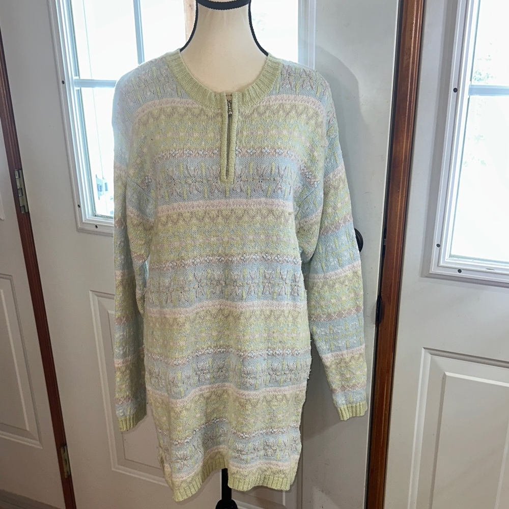 Vintage Laura Gayle Pastel Patterned Sweater Dress